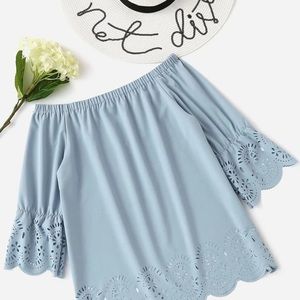 Off the shoulder scalloped hem top